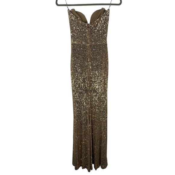 Nookie Lumiere Gown Sequined Embellished Strapless Evening Formal Party Gold SM - Picture 7 of 12
